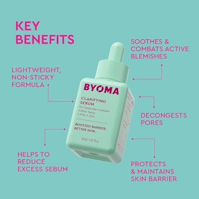 BYOMA CLARIFYING SERUM - BARRIER REPAIR SERUM - CLARIFYING FACIAL SERUM FOR ACNE PRONE SKIN - CALMING FACE SERUM WITH CERAMIDES, BLUE TANSY, PHA & ZINC - BALANCED & HEALTHY SKIN - 1.01 FL. OZ - Image 3